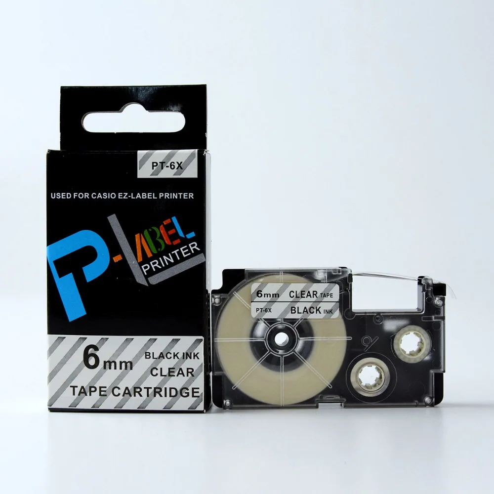6mm label tape XR 6X black on clear compatible EZ label printerlabel