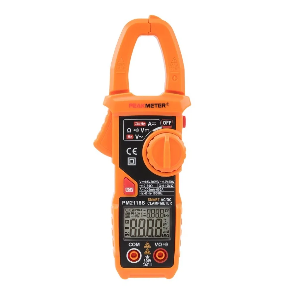 

PEAKMETER PM2118S Portable Smart AC/DC Clamp Meter Multimeter AC Current Voltage Resistance Continuity Tester with NCV