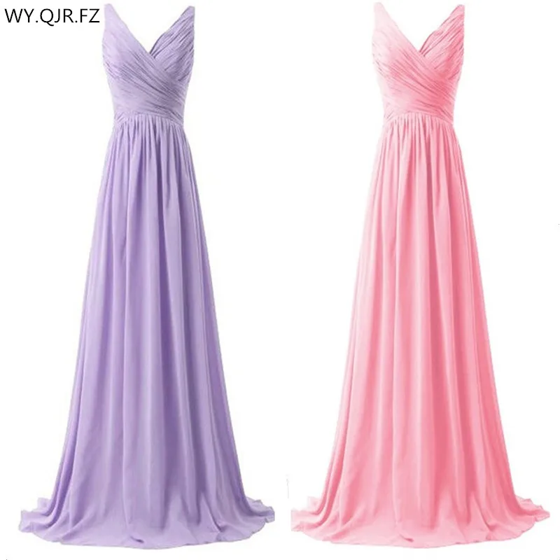 

LLY1130Z#V-neck Spaghetti Straps Long Lace up purple Blue Bridesmaid Dresses wedding party prom dress 2018 Bride ladies fashion