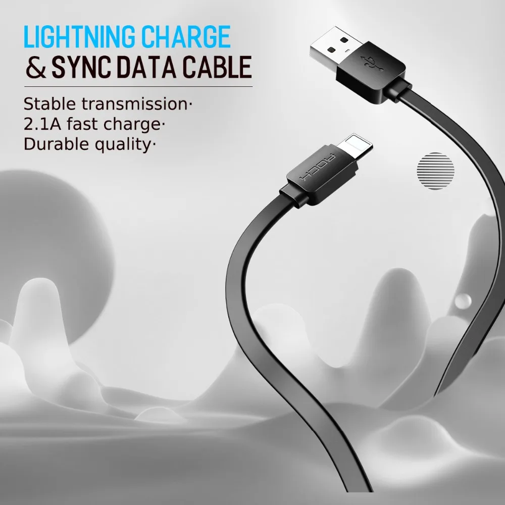 Rock L flexión Usb Lightning Cable de Carga para iPhone 5 6 de 7 Plus De Nylon Trenza