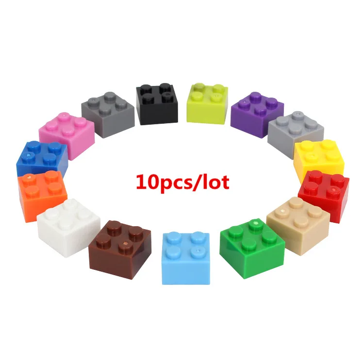 

10pcs/lot 2*2 DIY Building Block Thick Bricks Compatible with Legoe Educational Toy Multicolor Gift for Children