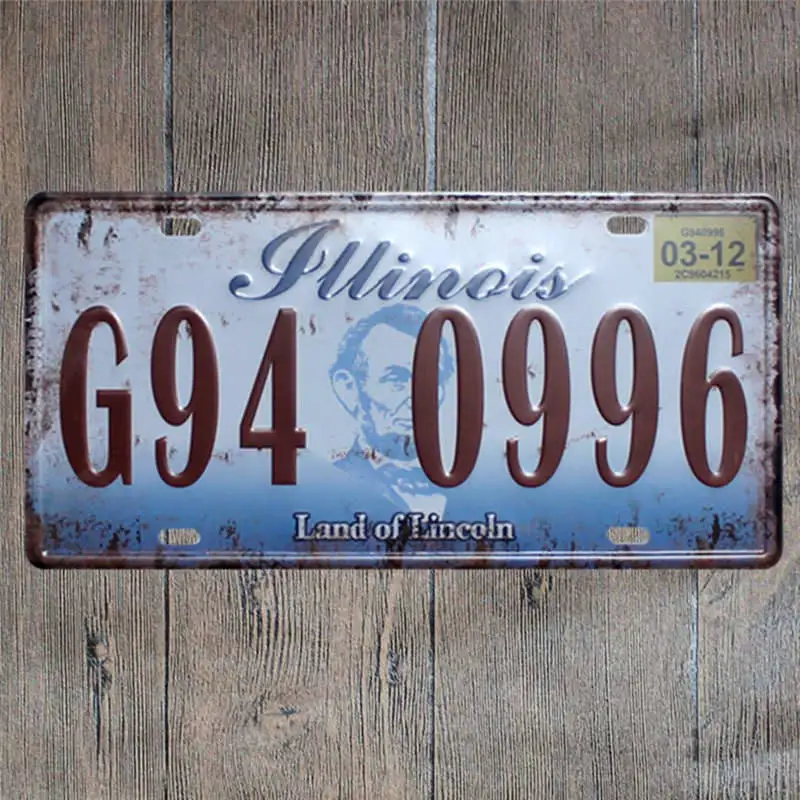 American License Plate USA Decorative Signs Plaque Vintage Metal Coffee Bar Decoration Home Decor 15x30 cm - Color: 9581