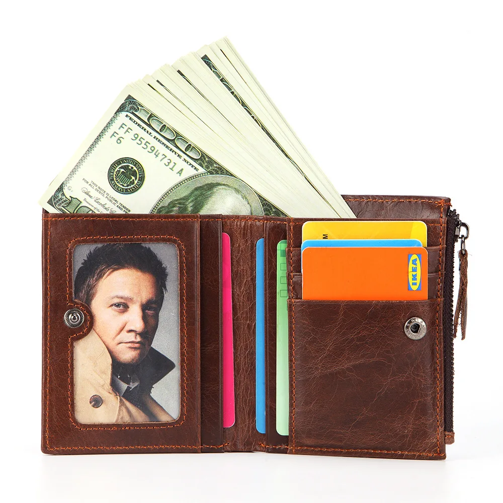Men Wallet Oil Wax Cowhide Genuine Leather Wallets Coin Purse Clutch Hasp Open Top Quality Retro Short Wallet fashion 149 Men Wallet Oil Wax Cowhide Genuine Leather Wallets Coin Purse Clutch Hasp Open Top Quality Retro Short Wallet fashion 149