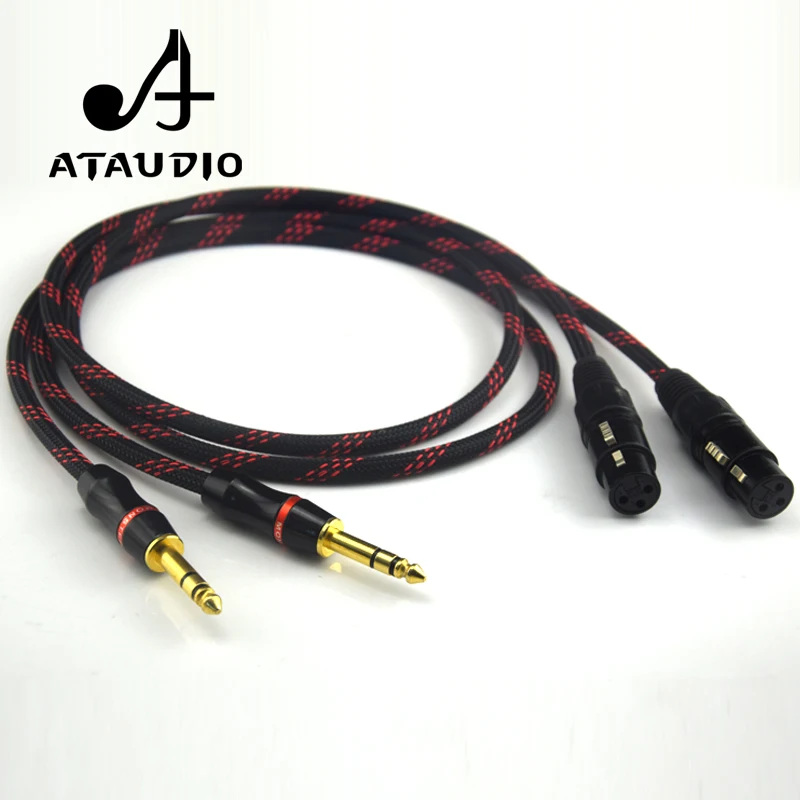 ATAUDIO 1 пара HIFI двойной 6 35 мм к двойному XLR женскому аудиокабелю 4N OFC 5 TRS to 2