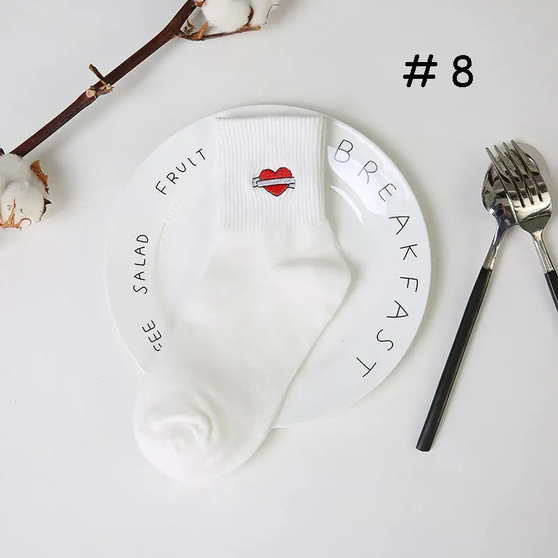 socks 08 Летние Стильные женские носки в стиле Харадзюку, смешные носки для мальчиков и девочек с изображением сердца, цветов, мультипликационных персонажей, розового языка - Цвет: socks 08