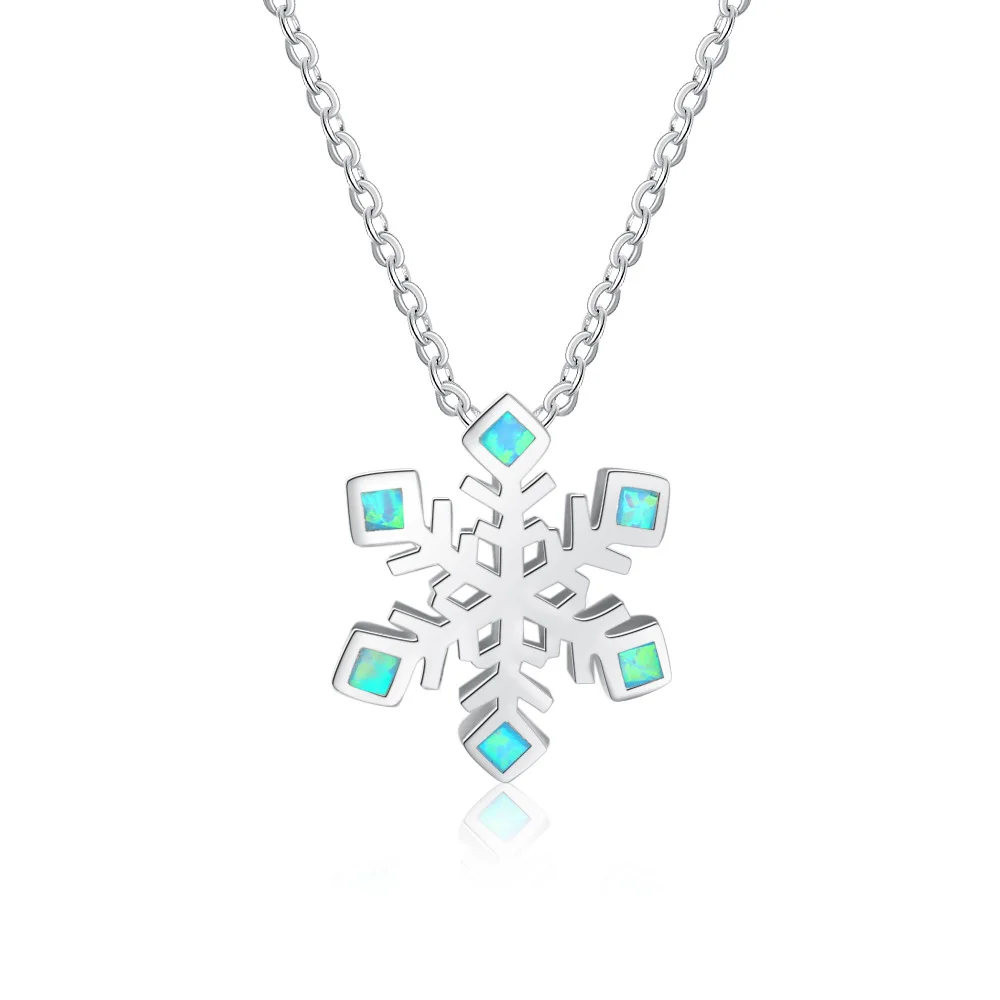 

Snowflake Created Opal 925 Silver Necklace