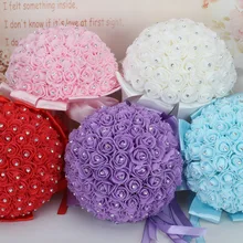 MissRDress красивые свадебные цветы цвета слоновой кости для свадебного букета со стразами искусственный букет невесты розы для свадьбы JK102