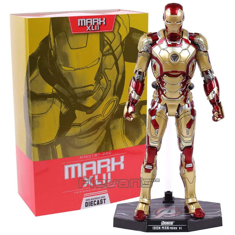 Горячие игрушки Marvel Железный человек Mark XLII MK 42 со светодиодный светильник 1/6 Масштаб ПВХ фигурка Коллекционная модель игрушки - Цвет: MK42