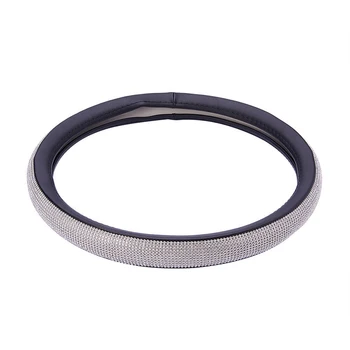 

Luxury Steering Wheel Cover Bling Fashion Rhinestone Anti-Slip Car Diamond Leather Skidproof 15'' W/