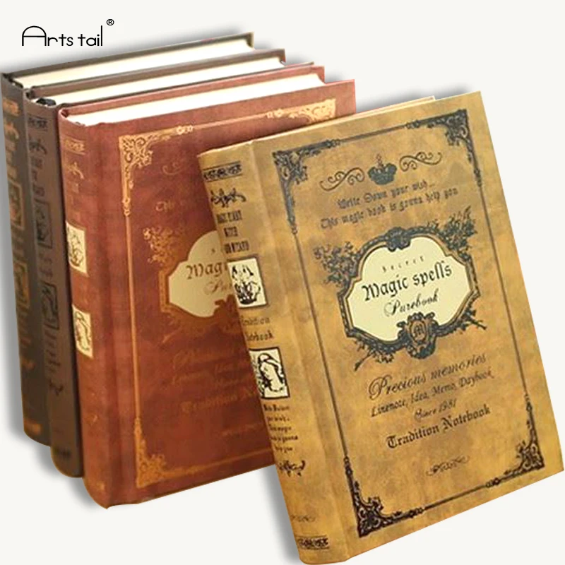 Mini Magic Spells Notebook Vintage Handcover Students Magic School Pocket Hardcover Thickening Diary Notebook Cool Gift For Kids