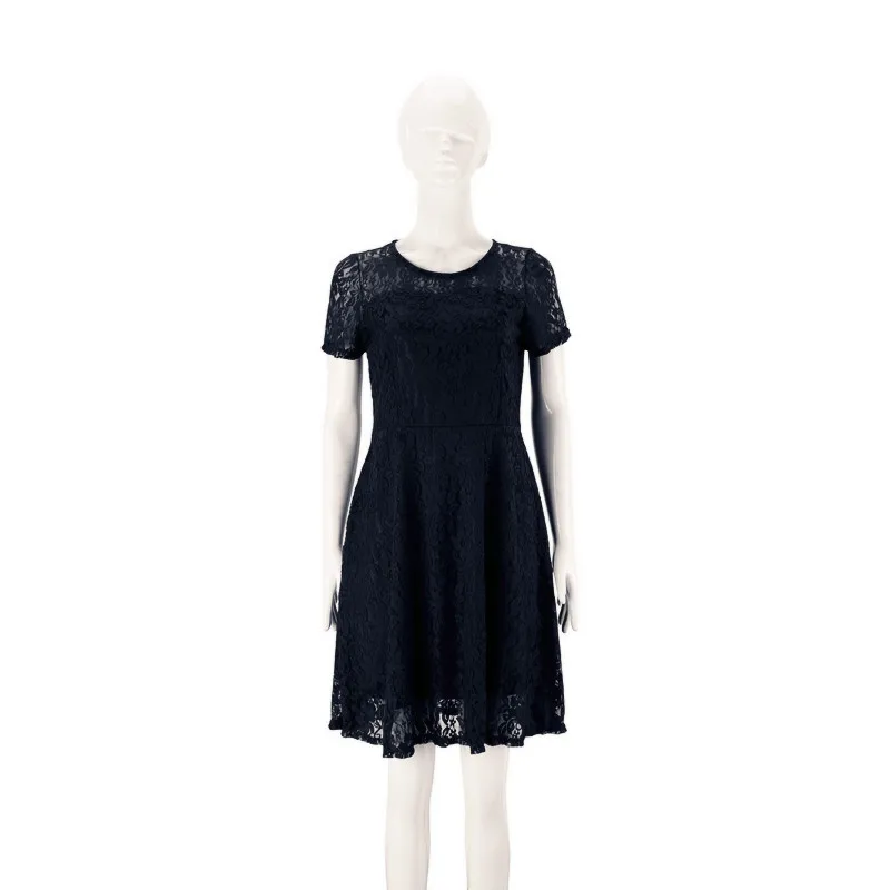 Платье размера плюс, женское элегантное милое кружевное платье, сексуальные вечерние облегающие летние платья принцессы красного и синего цвета NS8985 - Цвет: Черный