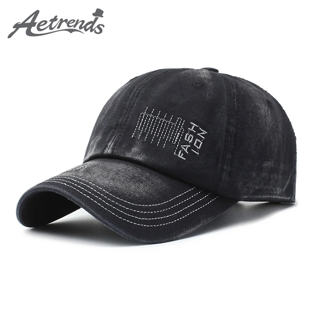 

[AETRENDS] Embroidered Letter Washed Denim Snapback Women Baseball Caps Men Cap Sport Hats bone casquette homme gorras Z-6889