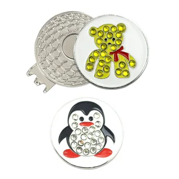 

PINMEI Golf Ball Mark and Golf Hat Clip Sets 1pc Bear Crystal Golf Marker and 1pc Penguin Marker and 1pc Cap Clips Golf Gift Set