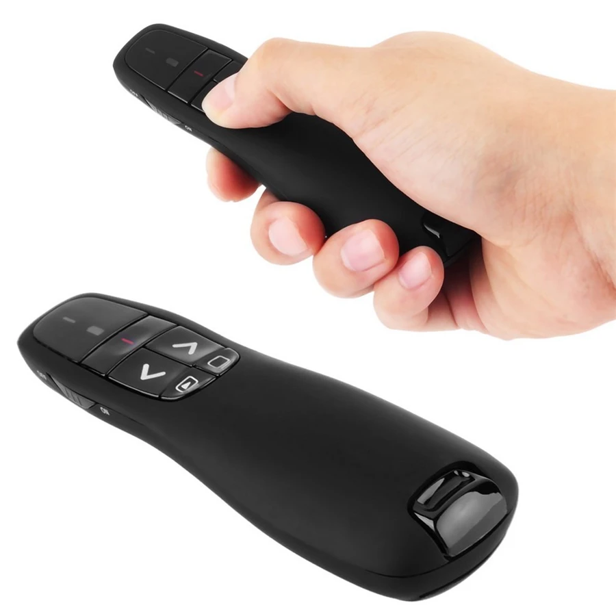 

2.4GHz Wireless Presenter USB Remote Control Presentation Laser Pointer Black Power Pointers Built-in slideshow buttons