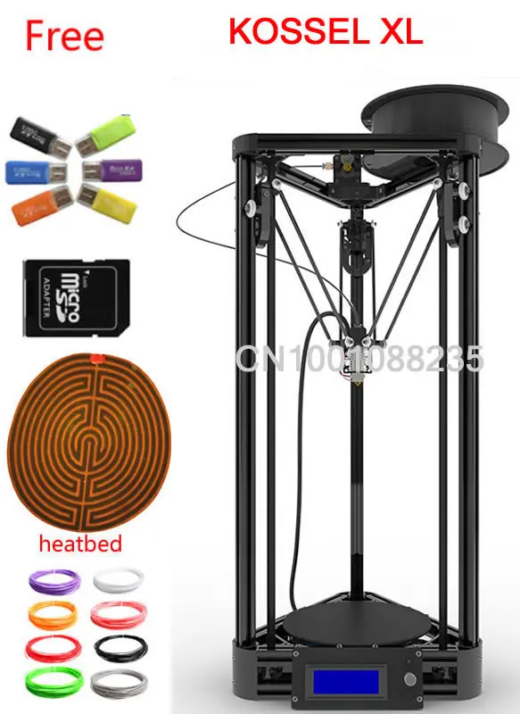 

balck or gold kossel XL 50g filament heated bed LCD 2004 Display Reprap Delta Rostock kossel k800 l DIY Kit kossel 3D Printer