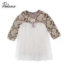 Kids Baby Girls Princess Party Lace Tutu Long Sleeve Dress Floral Clothes 6M-5T