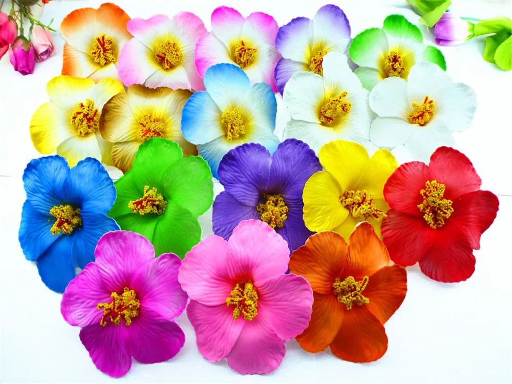 100pcs mixed colors Foam Hawaiian  Hibiscus Flower decor  no clip 100pcs 10mm mixed color flower resin flatback cabochon diy jewelry phone decoration no hole