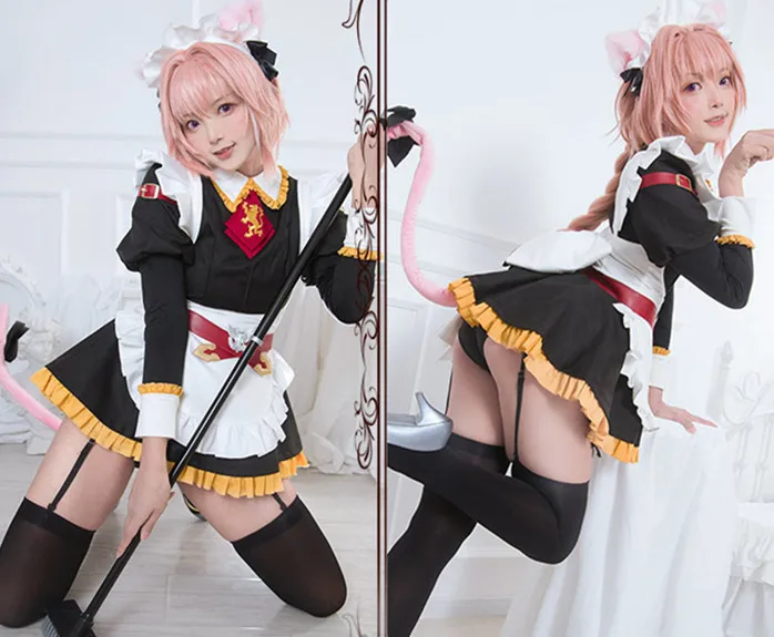 [Сток] Fate/Grand Order FGO Astolfo Косплей Костюм Astolfo Униформа горничной платье Хэллоуин костюм для женщин