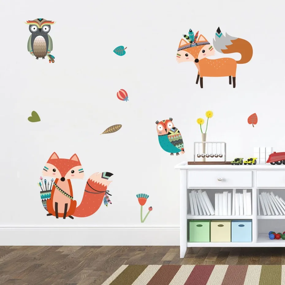

Nordic Style Tribal Bear Woodland Animals Vinyl Wall Sticker mural For Kids Rooms Decoration Nursery Bedroom Decor Wall sticker