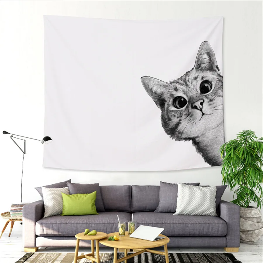 

Polyester Textile Tapestry Animal Design Home Decoration Dog and Cat Printed Carpet Home and Garden Curtain Sofa Cover Towel