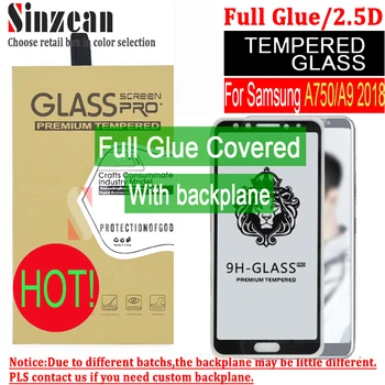 

Sinzean 50pcs 2.5D Full Glue Tempered Glass for Samsung A9/A7 2018 Full Cover 6D Screen Protector For Galaxy A750 with backplane
