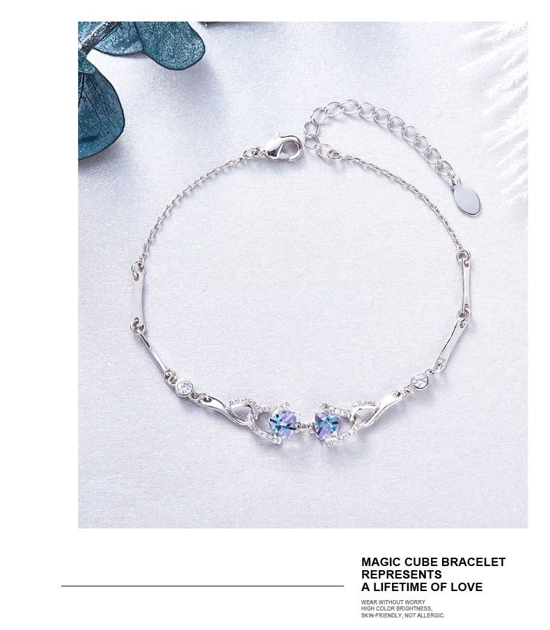 Luxury Austrian Crystal Bracelet Colorful Cube Bracelets  (13)