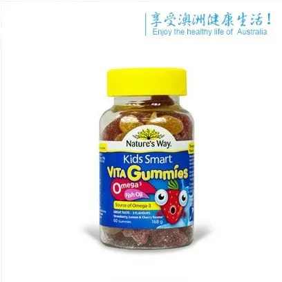 Природа путь Дети Smart Vita Gummies Омега 3 рыбий жир 60 пастилей, омега-3 важные питательные вещества для растущих детей с/2 шт