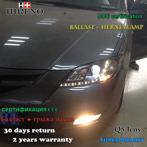 Hireno Headlamp for 2006 2012 Mazda 3 Mazda3 Headlight Assembly LED DRL