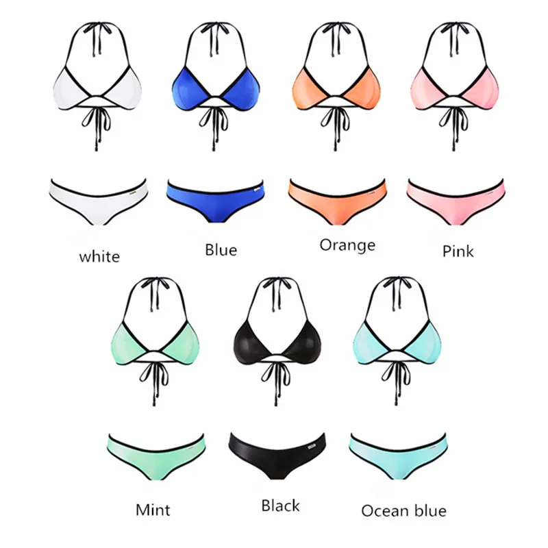 

Imayio Solid color Neoprene bikini top/Bottom come with beach bag if order top& Bottom together