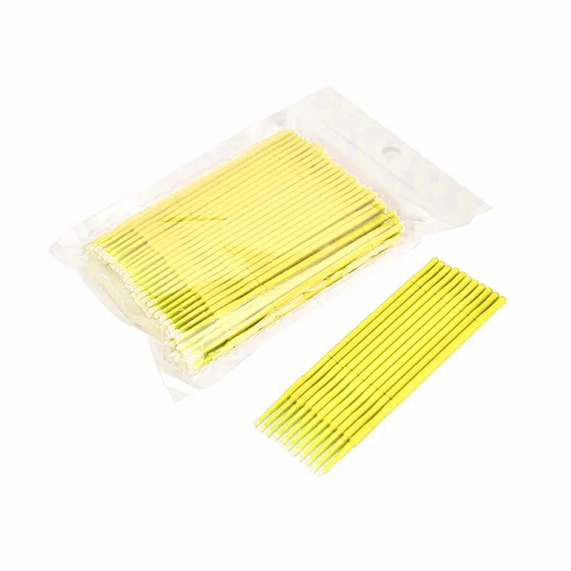 100 Pcs Disposable Eyelash Brushes Swab Individual Eyelashes Removing Tools Applicators Microbrushes Eyelash Extension Tools - Цвет: Цвет: желтый