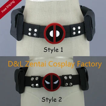 

Free Shipping DHL Wholesale Cool Black Leather Deadpool Suit Belt In Two Style For Halloween Party BET1201