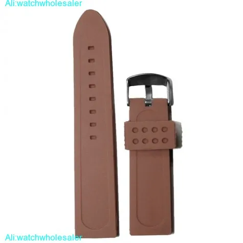 24mm Chocolate Brown Silicone Jelly Rubber Unisex Watch Band Straps WB1072T24JB