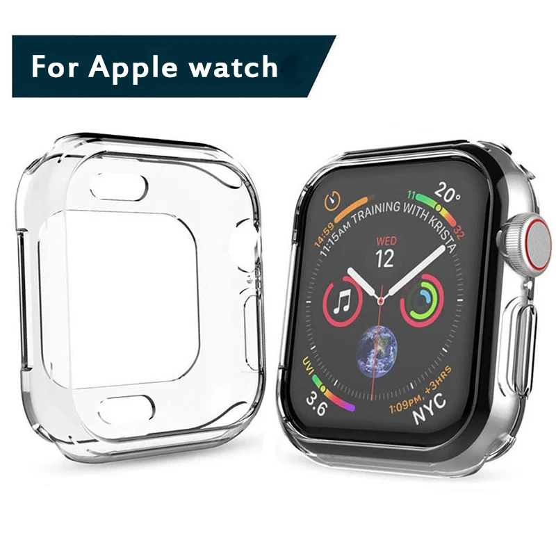 Ультратонкий силиконовый защитный чехол для Apple Watch 44 мм 40 42 38 часов прозрачный