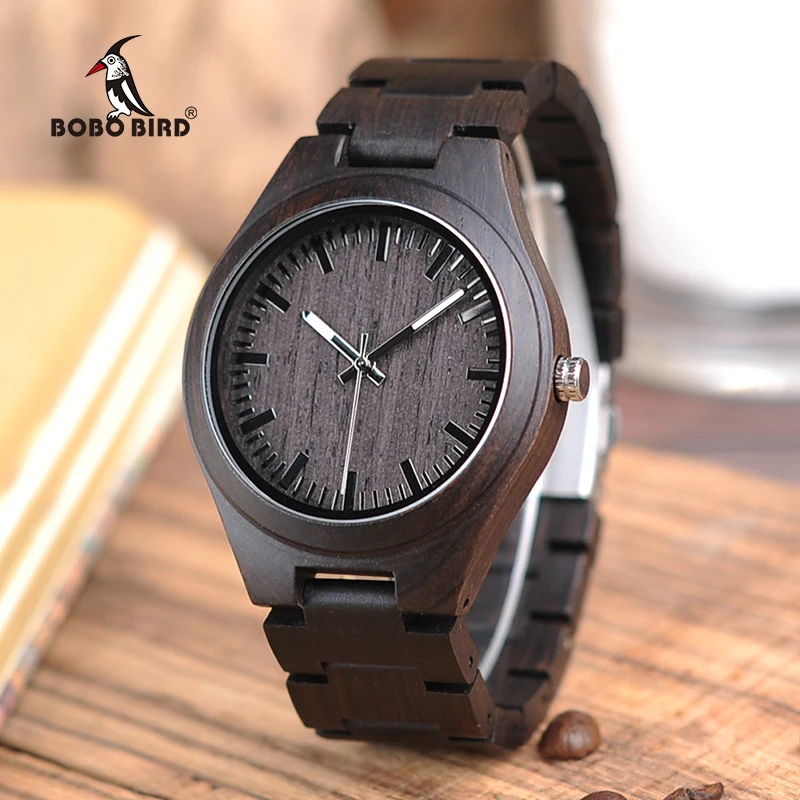 

BOBO BIRD V-I22 Bamboo Wooden Watch Mens Luminous hand Quartz Watches with Wood Strap reloj de los hombres