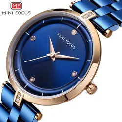 MINIFOCUS новая система прямых поставок Женская мода часы Элитный бренд элегантные женские синие кварцевые часы повседневное водонепроница