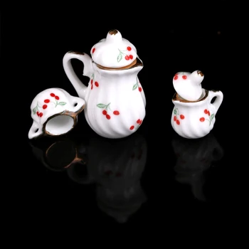 

HOT SALE 1/12 3pcs Cute Dollhouse Miniature Dining Ware Dish Cup Plate Kitchen Toys Porcelain Tea Set Dish Cup High Quality