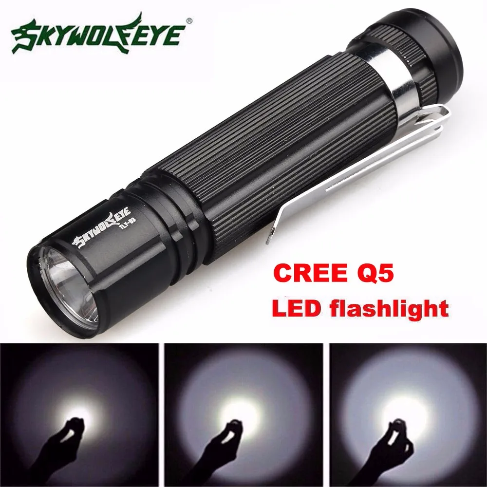 

Hot Skywolfeye 7W CREE Q5 LED 1200lm Mini Flashlight Torch Light 14500/AA Lamp Waterproof
