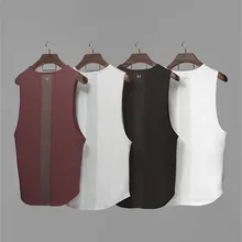 Брендовая майка Стрингер для бодибилдинга, мужская майка для фитнеса, майка без рукавов с закругленным краем, Лоскутная майка