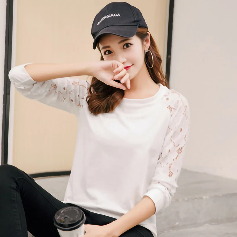 

White Blouse Hollow Out Flower Lace Shirt 2019 Atutumn Women Fashion Tops Long Sleeve Office Ladies Shirt Basic Female Clothe