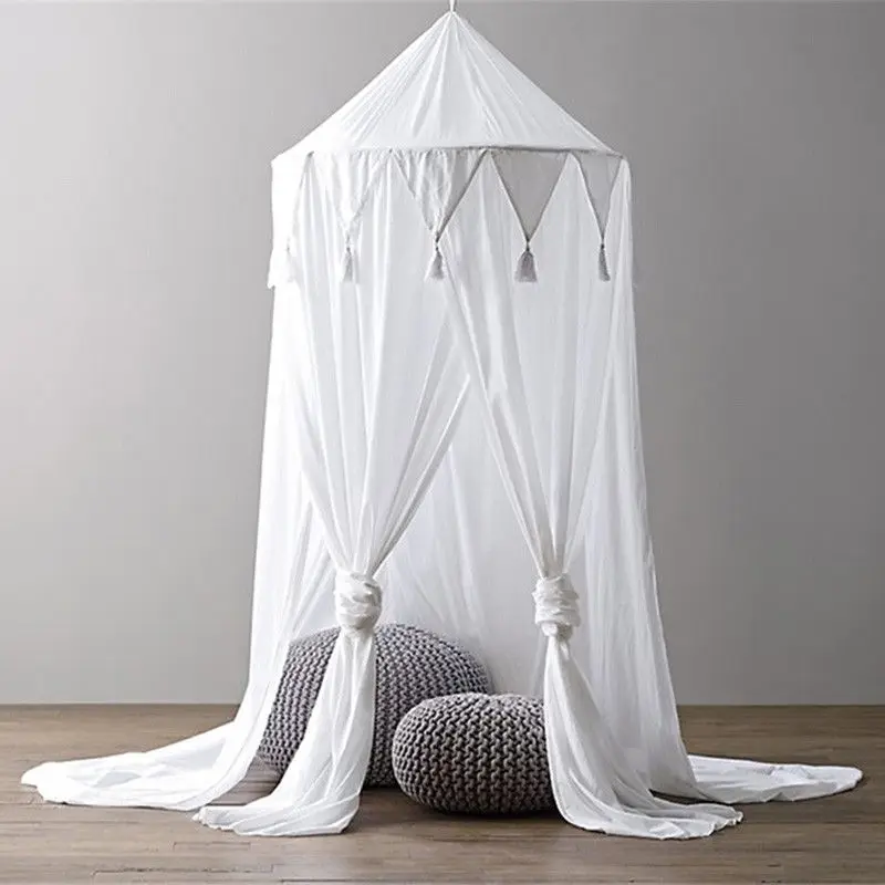 Детская кровать навес покрывало Москитная кроватка сетка занавеска постельные принадлежности круглая купольная палатка хлопок - Цвет: B