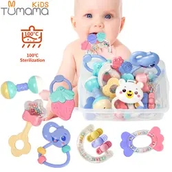 Tumama детские погремушки игрушки Прорезыватель музыка ручной качалка-кровать звонок новорожденных ABS животных Погремушки Развивающие