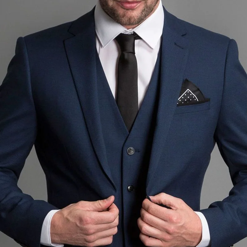 Navy Blue Formal Wedding Tuxedos for Gentleman Prom Slim Fit 3 Piece Notched Lapel Custom Men Suits Set Jacket Pants Vest New Navy Blue Formal Wedding Tuxedos for Gentleman Prom Slim Fit 3 Piece Notched Lapel Custom Men Suits Set Jacket Pants Vest New