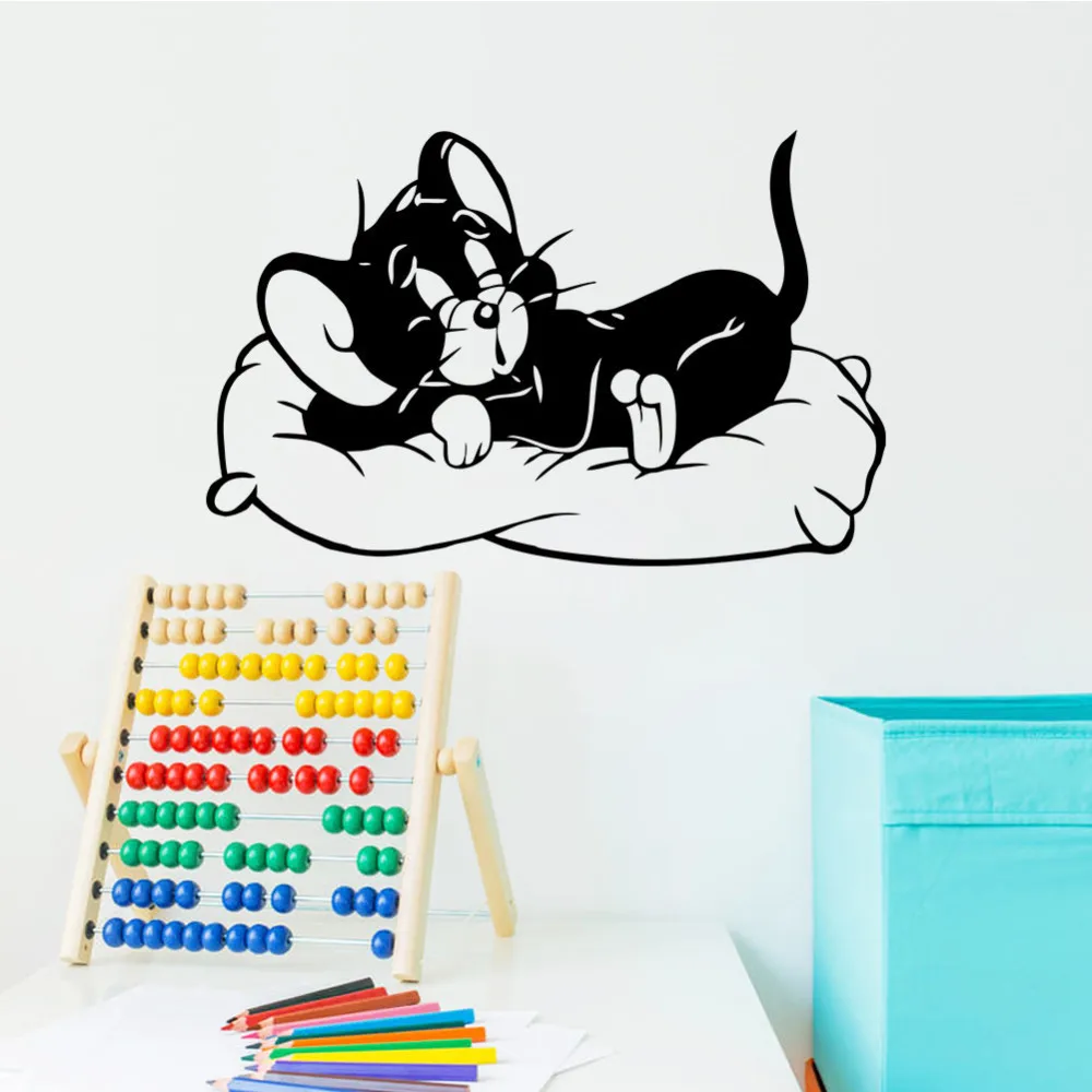 & cartoon sleeping cat Tom and Jerry wall stickers 8504 living kids