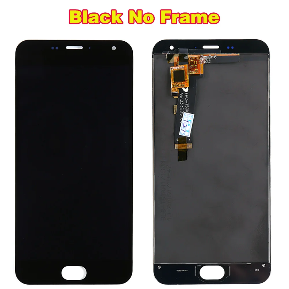 Fansu ips ЖК-дисплей для Meizu M2 Mini 5,0 дюймов кодирующий преобразователь сенсорного экрана в сборе Meizu M2 Рамка с бесплатными инструментами и стеклянной пленкой - Цвет: Black Without Frame
