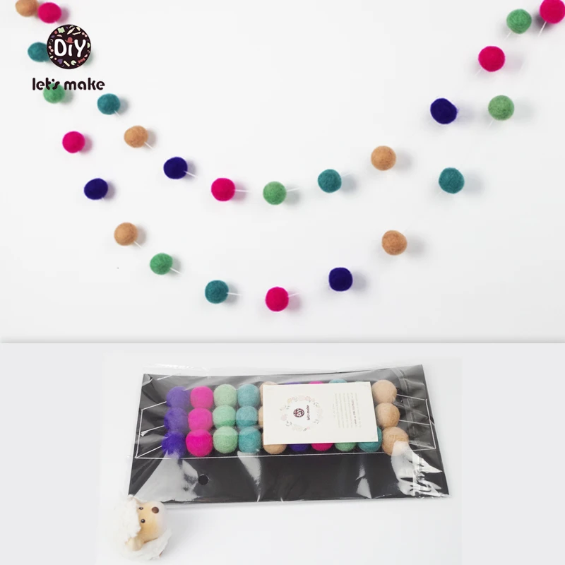 

Let's make 40PCS Felt ball Garland Boy Nursery Decor White Red Green Wool Felt Balls Baby Bunting