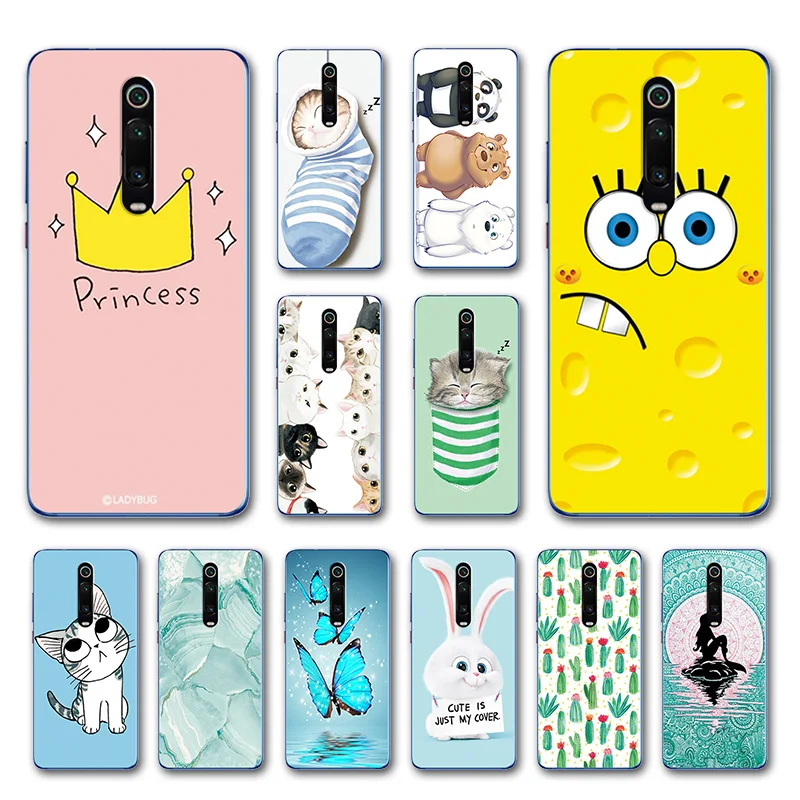 

Phone Bags For Xiaomi Redmi K20 Pro Case Cover Redmi 7A Redmi Note 7 Various Animal Cat Dark Silicone Case For Xiaomi Redmi K20