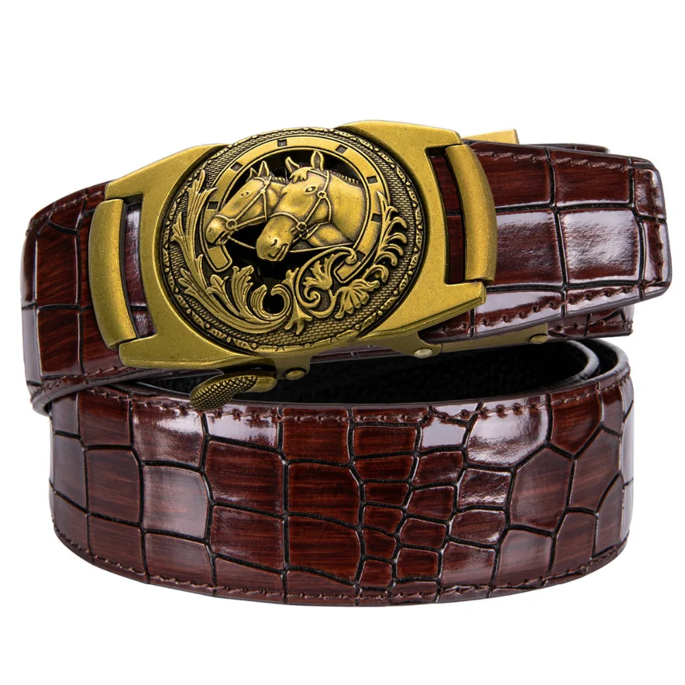 

DK-2021 Automatic Buckle cowboy classic crocodile stylish belts men automatic leather belt men luxury brand men belt cinto homme