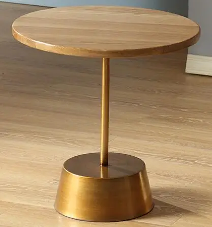 Living room sofa side corner table oak metal small side table balcony leisure small coffee table