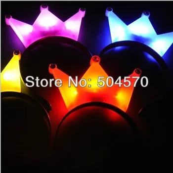 

10pcs/lot Glow Princess Kids Birthday Party Diamond Tiara Crown Glowing Hairband Concert Cheer-up Flashing Headband Favor