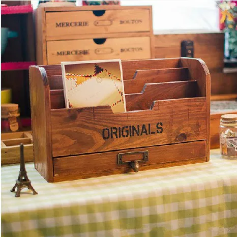 الرجعية سطح المكتب متعددة صندوق تخزين مجوهرات كتاب مجلة تنظيم رفوف زينة المنزل مكتب المنظم أدوات